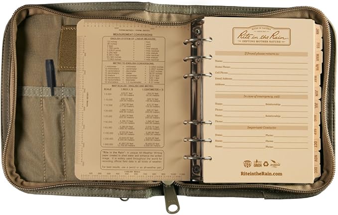 Rite In The Rain Weatherproof Complete Field Planner Kit, 4.625" x 7 " Tan Sheets, MultiCam Cover (No. 9255M)