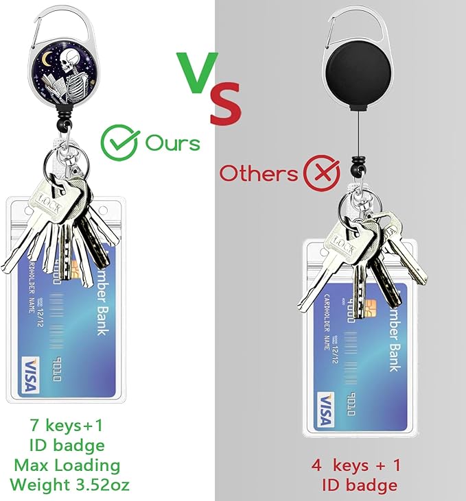 Lanyards for Id Badges, Funny Badge Holder with Retractable Badge Reel Clip, Skull Skeleton Reading Book Card Name Tag Lanyard Vertical ID Card Protector for Women Nurse Doctor Teacher Student