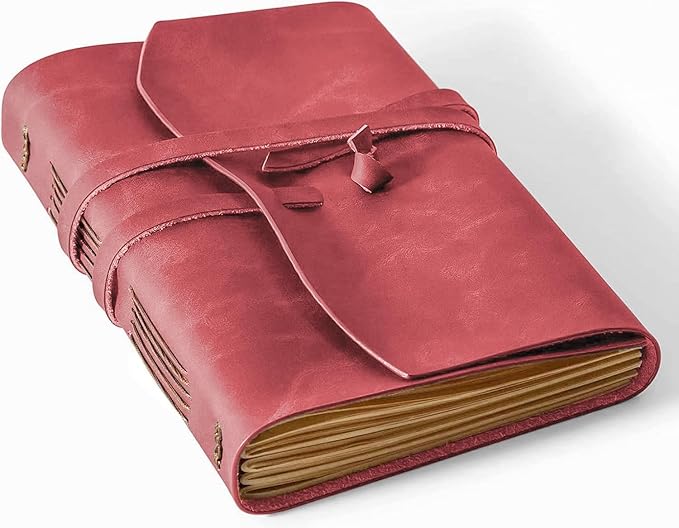 Leather Diary for Women -, A5 Leather Notebook 6x8.1 Inch, Genuine Leather Journals for Writing, Vintage Style, Ideal for Men and Women, Artists, Travelers, Red