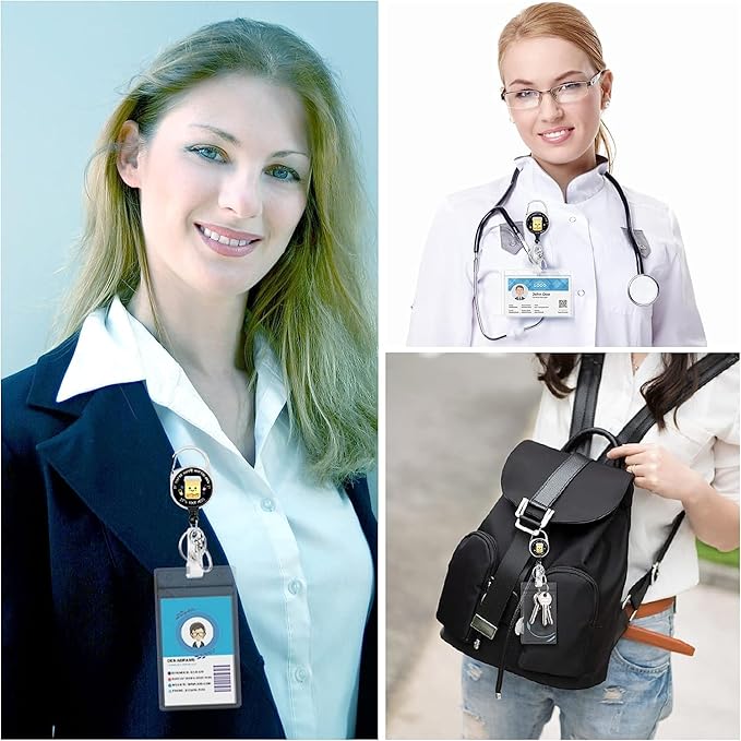 Gctriki Pharmacy Badge Reel Holder Retractable Heavy Duty with 360°Swivel Carabiner Belt Clip, Cute Pharmacist Chill ID Holder Nurses Teachers Students Retractable Keychain ID Clip Name Badge Clip