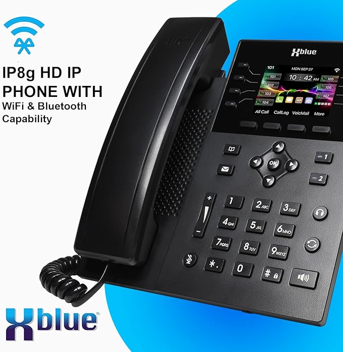 XBLUE QB1 System Bundle with 10 IP8g IP Phones Including Auto Attendant, Voicemail, Cell & Remote Phone Extensions & Call Recording