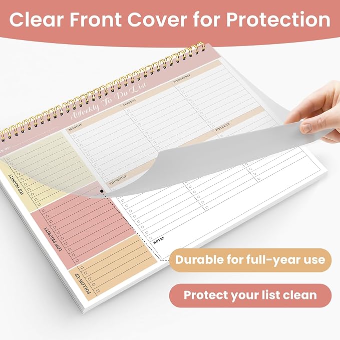 Weekly To Do List Notepad with 52 Undated Sheets(8.5"×11")- Undated Weekly Planner Notepad for Office Desk Accessories and Supplies - Sunshine Petal