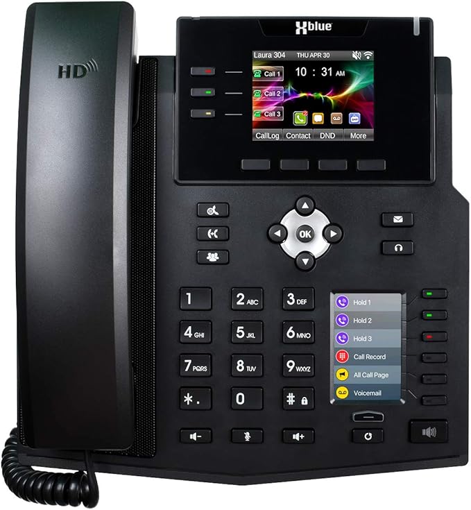 Xblue QB System Bundle with 4 IP9g IP Phones Including Auto Attendant, Voicemail, Cell & Remote Phone Extensions & Call Recording, Black, (QB1004)