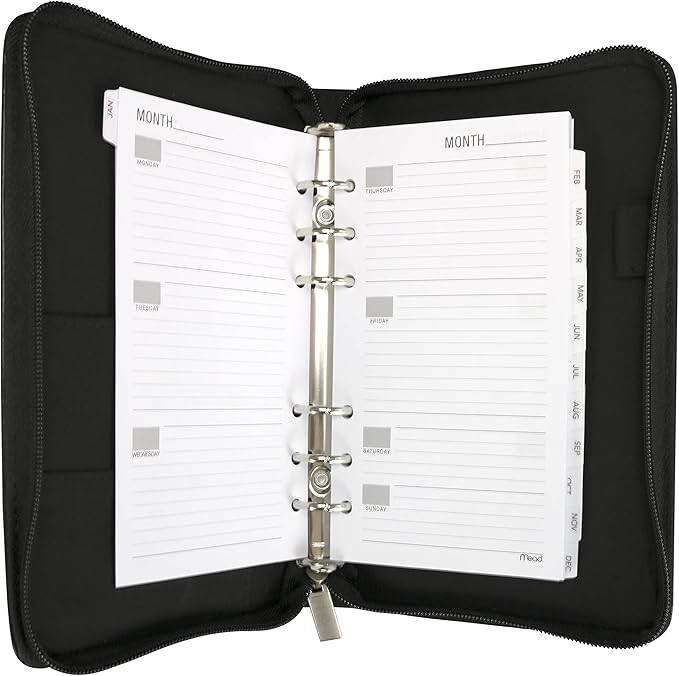 Iconikal Undated Monthly and Weekly Organizer Planner Calendar Portfolio, Black, 5 x 8-Inches