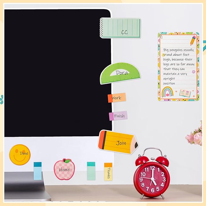 B1ykin Sticky Notes Set - Cartoon Theme Cute Self-Stick Notes Pad Teacher Appreciation Gifts, Self-Adhesive Writing Memo Pages Sticky to Do Notepad for Kids Employee School Office (Retro Teacher)