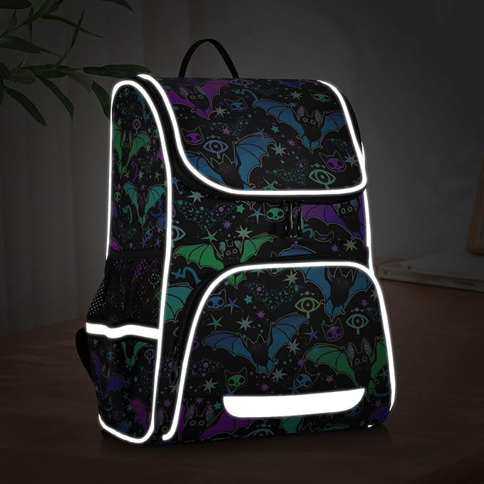 Magic Bat Backpack for Kids Boys Girls 16 Inch Backpack with Reflective Strip Elementary School Bag Removable Chest Strap