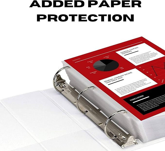 3 Ring Binder, Professional D Ring Binder 5 Inch, Presentation Folder for Standard Pages 8.5 x 11 with Pockets, Crystal Clear View White Binder (2 Pack)