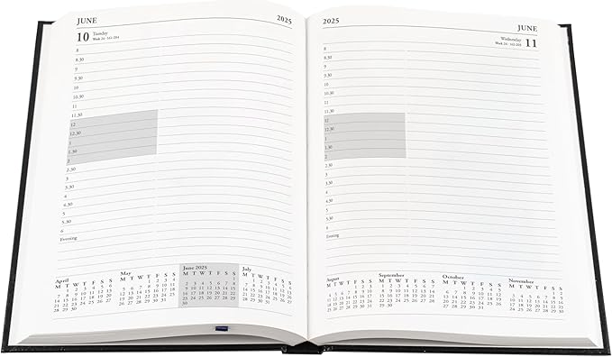 Collins Essential 2025 Business Diary - A5 Day to One Page with Contracted Planner with Leather Cover - Maroon - ESSA51A.78-25