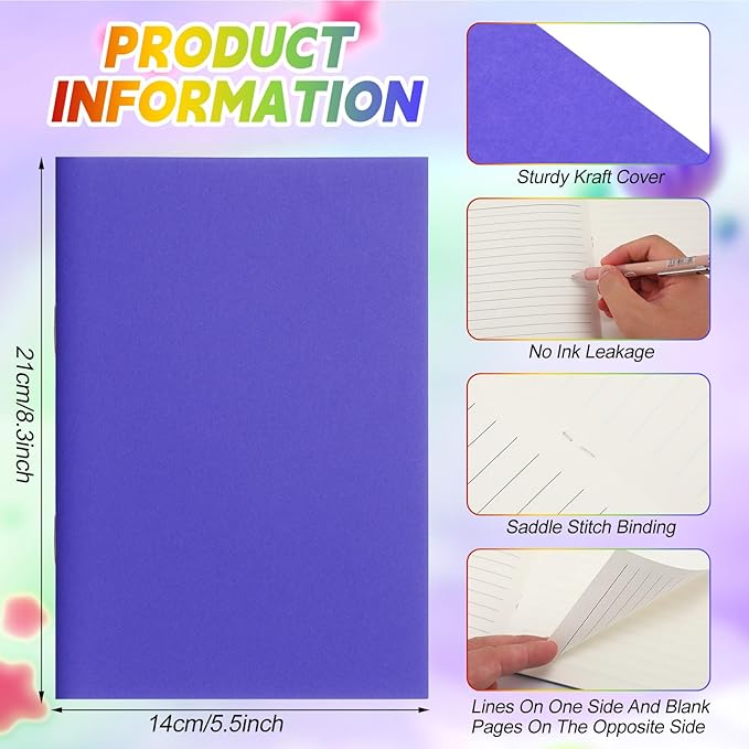 Gueevin 24 Pcs Blank Books for Kids to Write Stories Bulk Composition Notebooks Colorful Soft Cover Notebooks for Drawing Ruled Lined Journals Sketching Kindergarten Easter Gift (Stylish Colors)