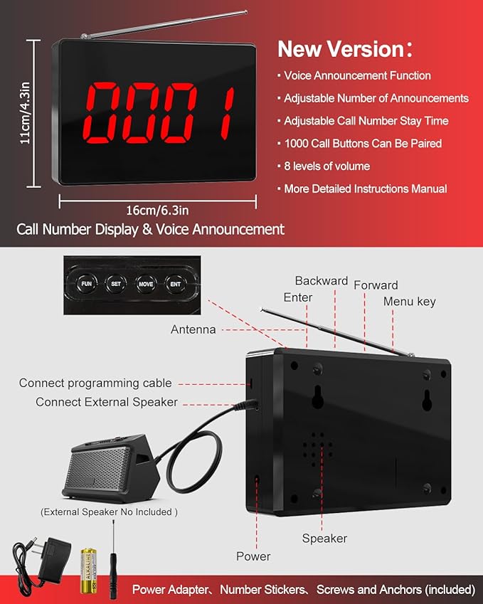 CallToU Wireless Calling System Customers Patient Pager System 1 Display Receiver Only(Need to Be Paired with Transmitter to Work)