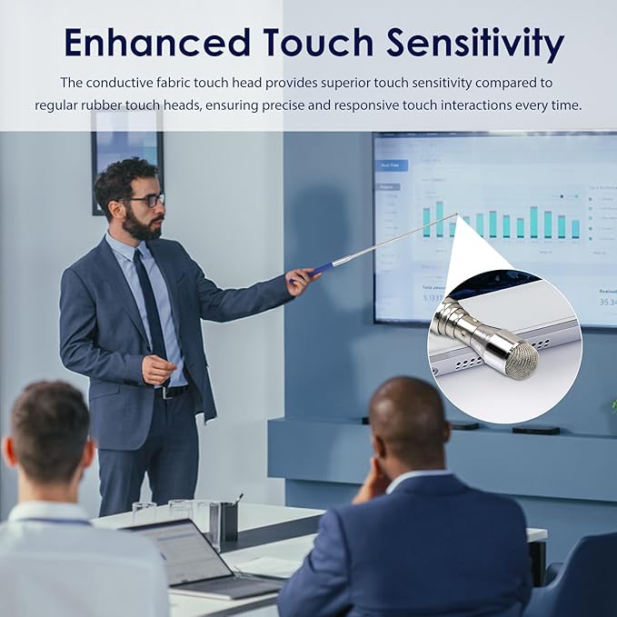 Retractable Teacher Pointer ππ.π'', Pointer Stick with π¦πππΉππ Smooth Sensitive Tablet Pen Stylus Pen, Teacher Coach Presenter Pointer Blue