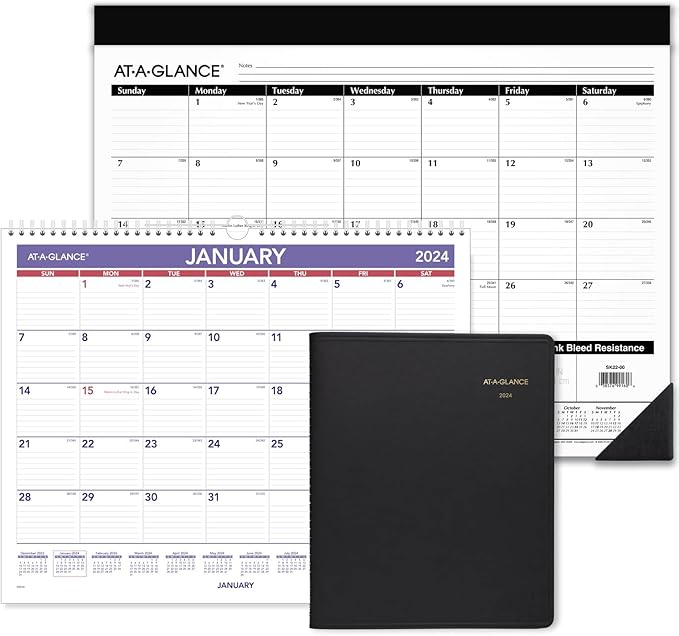 AT-A-GLANCE 2023-2024 Academic Pocket Calendar, Monthly Planner, 3-1/2" x 6", Flexible Cover, DayMinder, Black (AY5300)