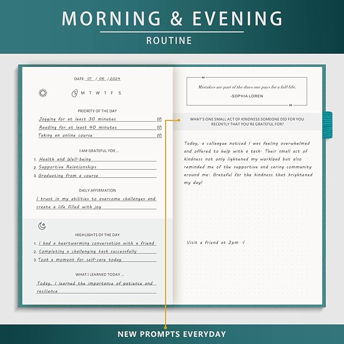 Self-Mastery Journal for Men - Gratitude and Productivity Journal for More Happiness, Positivity, Growth, Mindfulness, Self Care and Reflection - Guided Inspirational Journal for Men & Women