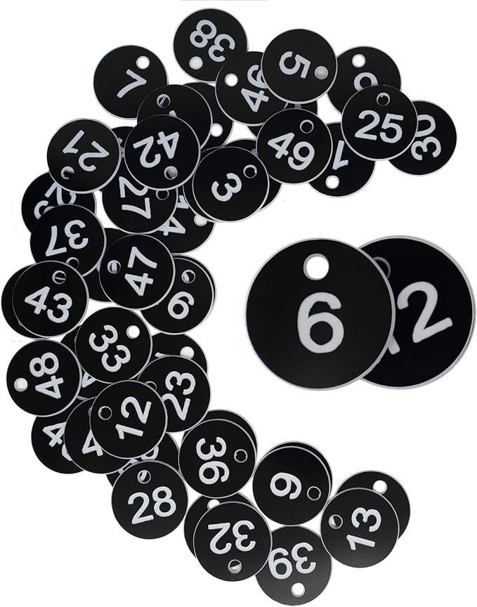 StayMax Plastic ID Number Tags Engraved Tags Key Tags Without Key Rings (301-500, Black)