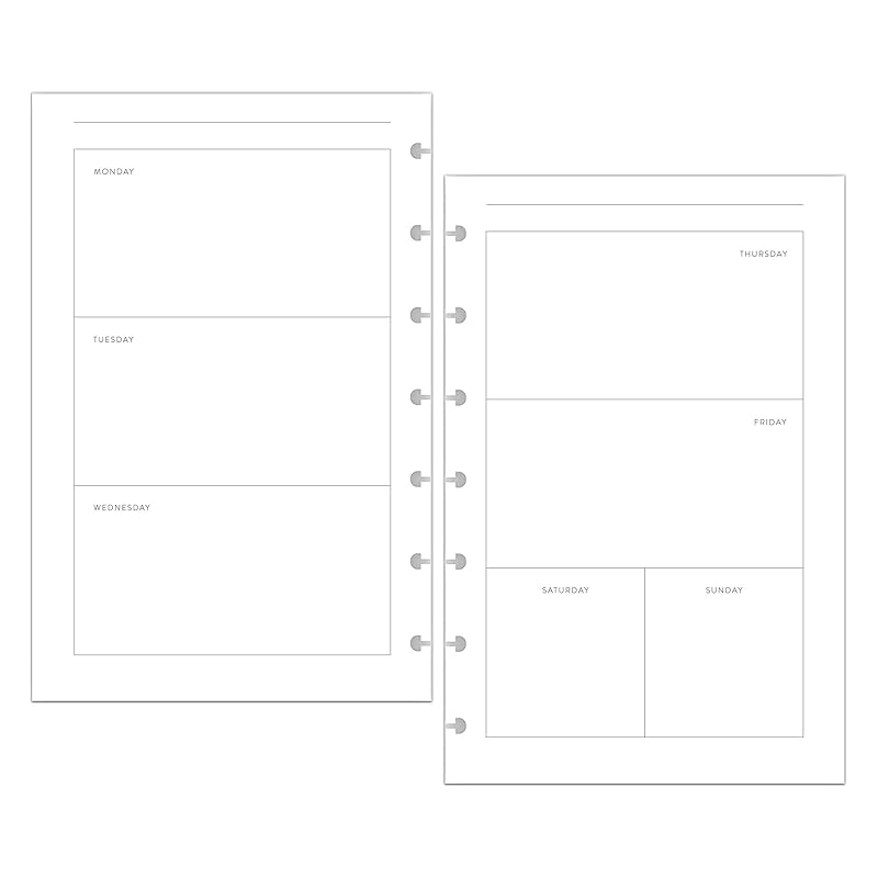 BetterNote Horizontal Undated Calendar Refill Pages for Disc Notebook, fits The Happy Planner, Discbound Levenger Circa, Staples Arc, TUL (Classic- 6 months, 7-Disc, 4.6”x7”)