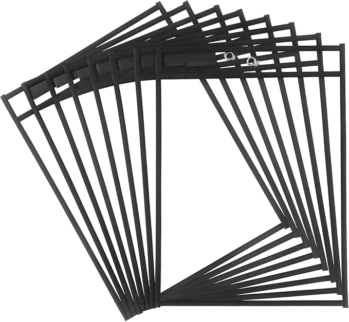 Tamaki 8 Pack Dry Erase Pockets Sleeves with Rings, 10 x 14 Inch Ticket Holders Clear Plastic Sleeves Sheet Protectors for Teacher Classroom Sleeves, Black