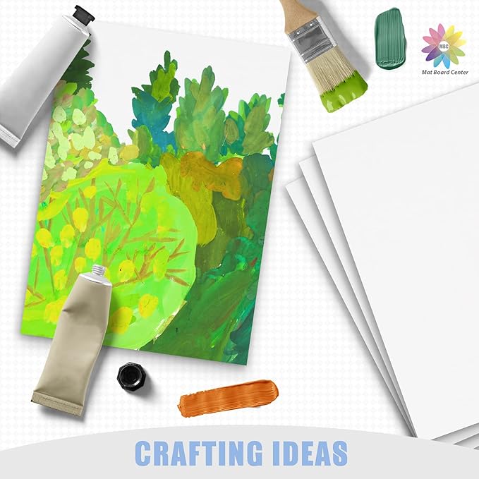 Mat Board Center, 25 pack 11x17 Corrugated Cardboard sheet, 1/8 inch thick, Flat Cardboard Inserts for Mailing, Packaging & Shipping, Cardboard Backing, Craft Card Board (White on one side)