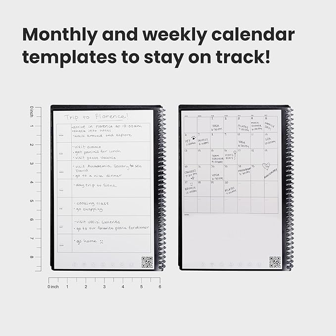 Rocketbook Fusion Reusable Undated Productivity Planner, Executive Size 6x8.8, Lilac - Goals, Monthly and Weekly Calendar, Daily To-do List, Lined and Dotted Notes Pages