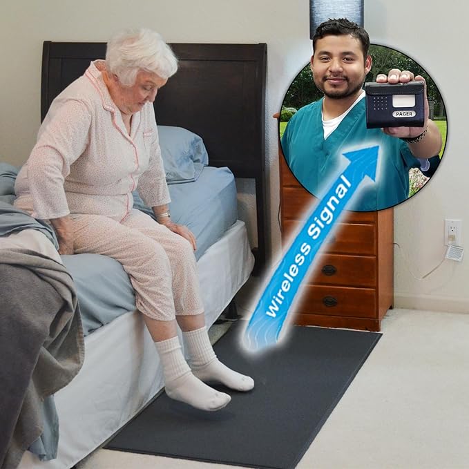 Smart Caregiver Floor Mat and Pager System - Includes Pager and 24in x 48in Floor Mat