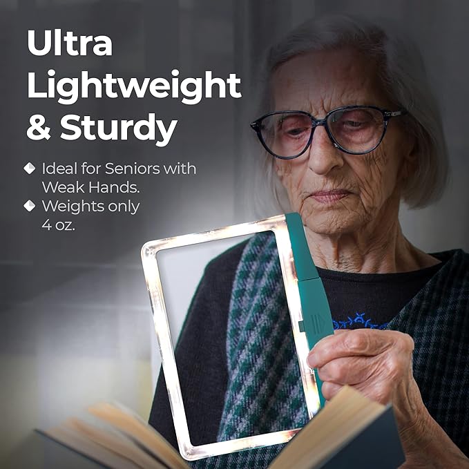 MagniPros 5X Large LED Page Magnifier for Reading with 3 Color Lighting Modes & Anti-Glare Lens to Reduce Eye Strain-Perfect for Small Prints, Aging Eyes, Low Vision and Seniors