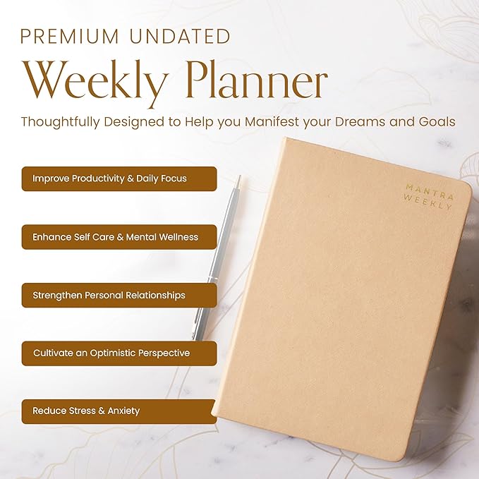 2025 Planner, Daily Journal & Gratitude Journal All-In-One with To Do List, Self Care Prompts & Habit Tracker - 7 x 10 - Orange