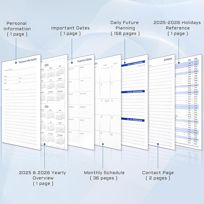 Weekly Monthly Planner 2025-2026, JAN.2025 to JUN.2026, 18 Month Planner 2025-2026, Daily Academic Planner for Work & School, 5.7" x 8.2", Dark Blue