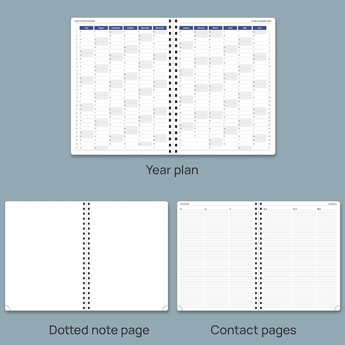 POPRUN 2025 Weekly Planner Spiral Bound with Monthly Tabs 8.5" x 11", Quarter-Hourly Appointment Book with PU Leather Soft Cover, Dual Pockets, Gift Box, Sunday Start - Forest Green