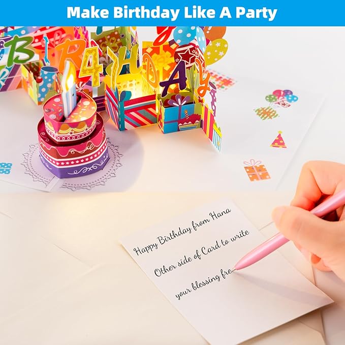 Gumry 47TH Musical Birthday PopUp Card, Blowable Colorful Light Candle 3D Cards with Song, Applause Cheers Sound, Greeting Cards Birthday Gifts Decorations for Women Men Turning 47 Years Old