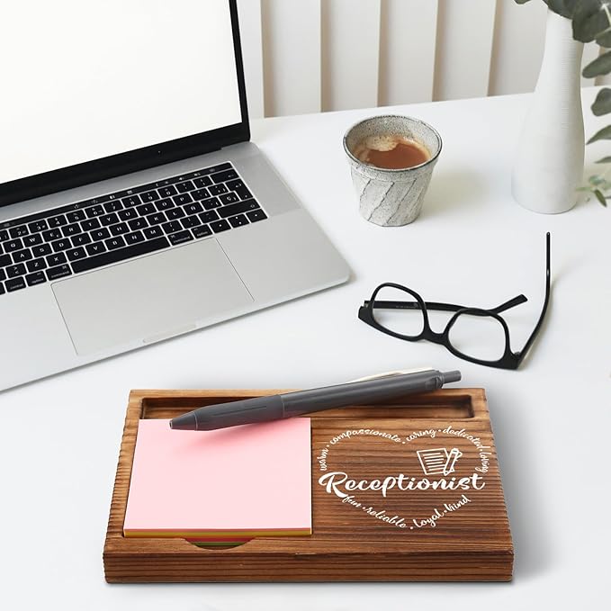 akeke Receptionist Gifts, Appreciation Thank You Gifts for Secretary, School Secretary, Office Assistant, Administrative Assistant, Receptionist Desk Self-Stick Note Pad Holders GSH12