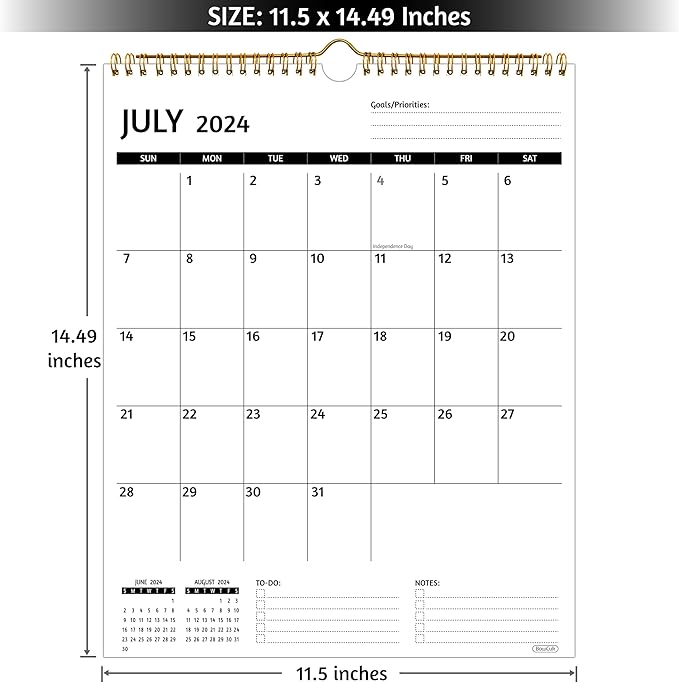 Wall Calendar 2025 – Calendar 2025 Wall, 12 Monthly Calendar, Jan 2024 - Dec 2025, 11.5 x 14.5 In, 2025 Calendar with Large Blocks, Thick Paper, Holidays, To-do & Notes, Great for Organizing