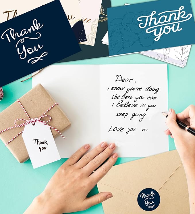 24 PCS Thank You Cards With Envelopes, 6x4 Inch Thank You Cards with Seal Stickers,Minimalistic Design, Suitable for Business, Baby Shower, Wedding, Small Business, Bridal Shower, etc