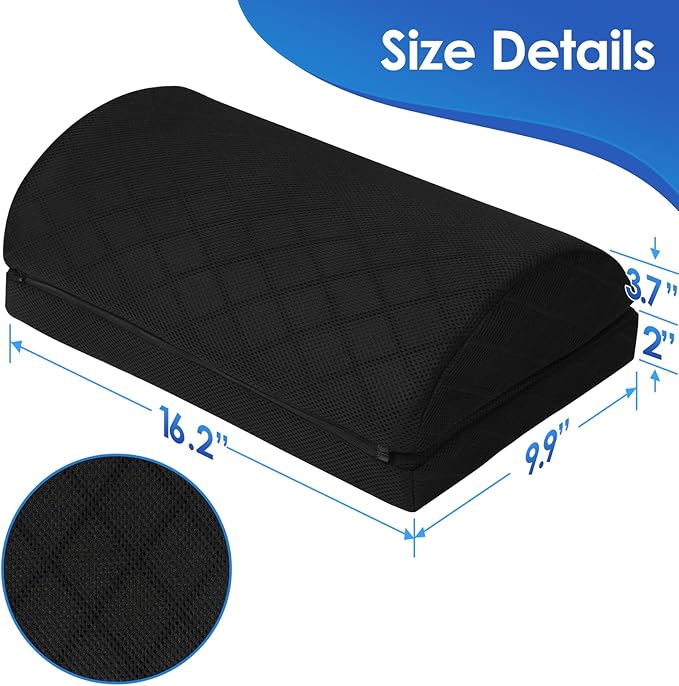 Foot Rest for Under Desk at Work Adjustable Foam for Office and Home, Office Desk Accessories,Comfortable Footrest with 2 Adjustable Heights,Back & Hip Pain Relief (Black)