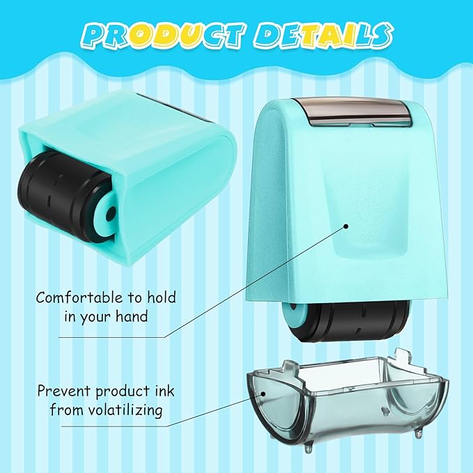Sherr 2 Handwriting Line Stamp Roller Dashed Handwriting Lines Practice Roller Stamp for Kids, Teachers Kindergarten Education Classroom Back to School Need(2.72 x 2.44 x 1.54 Inch,Light Blue)