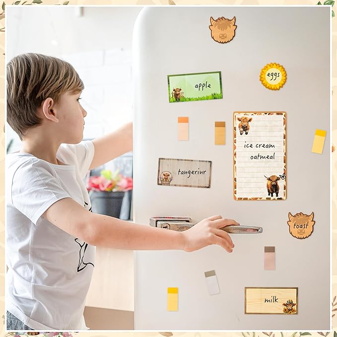 B1ykin Sticky Notes Set - Cartoon Theme Cute Self-Stick Notes Pad Teacher Appreciation Gifts, Self-Adhesive Writing Memo Pages Sticky to Do Notepad for Kids Employee School Office (Highland Cow)