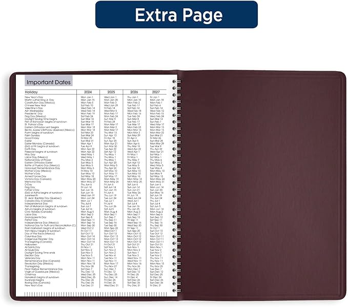 AT-A-GLANCE 2024 Weekly Planner, DayMinder, Quarter-Hourly Appointment Book, 8" x 11", Large, Burgundy (G5201424)