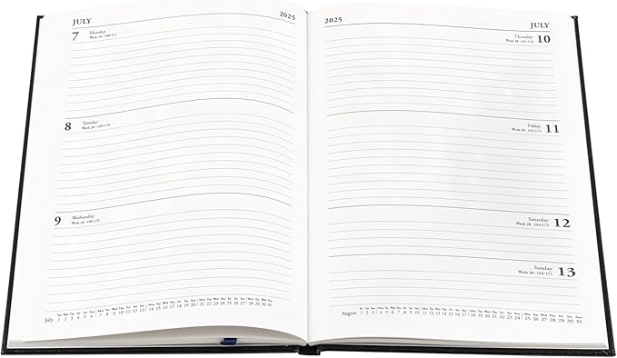 Collins Essential 2025 Business Diary - A5 Week to View Planner with Leathergrain Hardback Cover - Pink - ESSA53.50-25