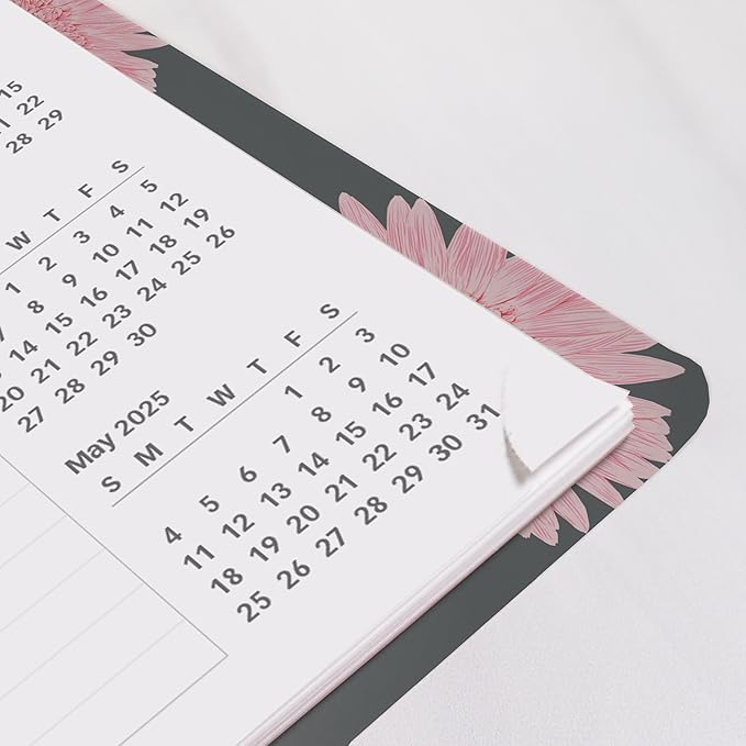 Brownline® 2025 Pink Essential Monthly Planner, 14 Months, December 2024 to January 2026, Twin-Wire Binding, 8.875" x 7.125", Pink Daisy (CB1200G.05-25)