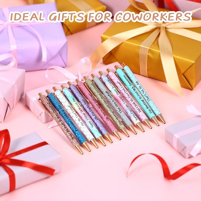 Snarky Funny Office Pens,12 Pcs Negative Sarcastic Hilarious Quotes Work Ballpoint Pens with Stylus Tip for Colleague Co-workers Gift Black Ink (Style 5, 12)