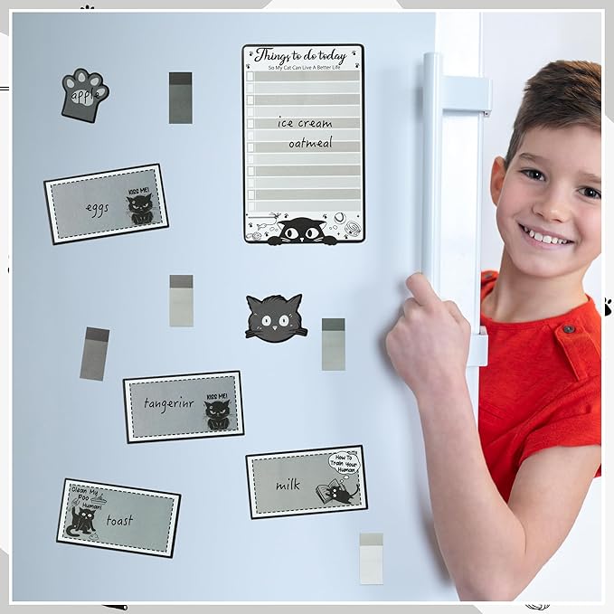 B1ykin Sticky Notes Set - Cartoon Theme Cute Self-Stick Notes Pad Teacher Appreciation Gifts, Self-Adhesive Writing Memo Pages Sticky to Do Notepad for Kids Employee School Office (Funny Black Cat)