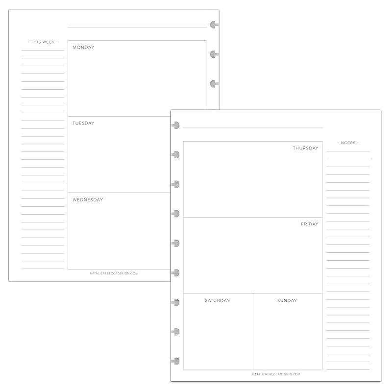 BetterNote Horizontal Undated Calendar Refill Pages for Disc Notebook, fits The Happy Planner, Discbound Levenger Circa, Staples Arc, TUL (Classic- 6 months, 9-Disc, 7"x9.25")