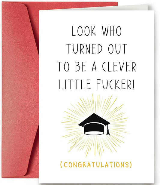 SuperShunhu Funny Graduation Card for Him Her, Graduation Gifts for University, College, PHD, Law School or More, Humorous Congrats Grad Card