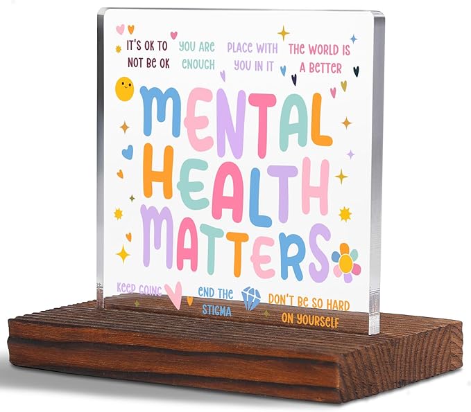Mental Health Matters School Psychologist Gift Clear Desk Decor Signs, Graduation Gift for Psychiatrist Acrylic Plaque, Appreciation Thank You Gifts Anxiety Therapist Office Decor Signs TZD62