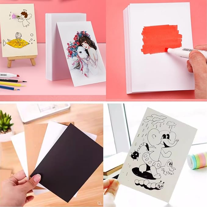 Baisunt 50 Pack 4x6 Black Cardstock Paper Blank Thick Heavyweight 92lb Card Stock for Making Greeting Cards, Invitations cards, Photos, Postcards