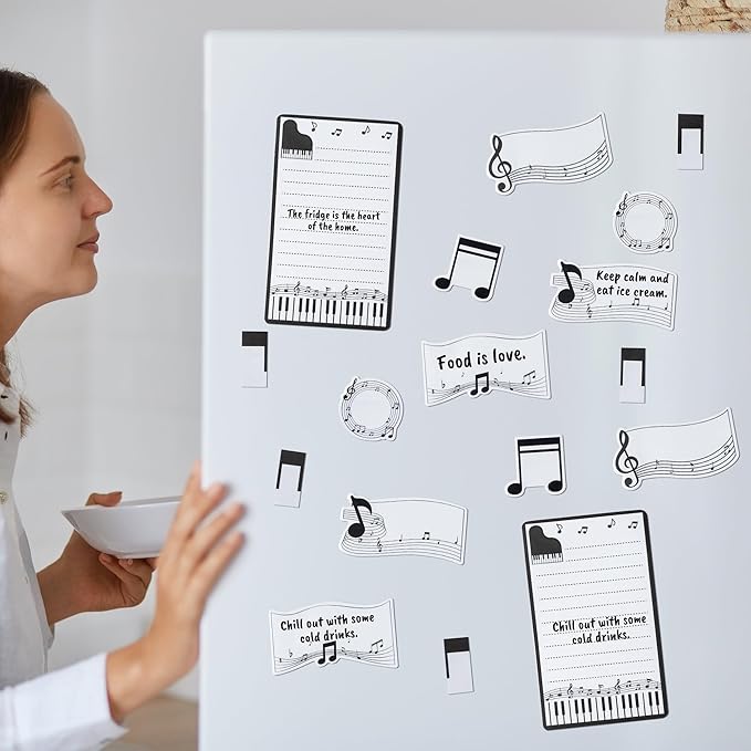 B1ykin Sticky Notes Set - Cartoon Theme Cute Self-Stick Notes Pad Teacher Appreciation Gifts, Self-Adhesive Writing Memo Pages Sticky to Do Notepad for Kids Employee School Office (Music is Life)