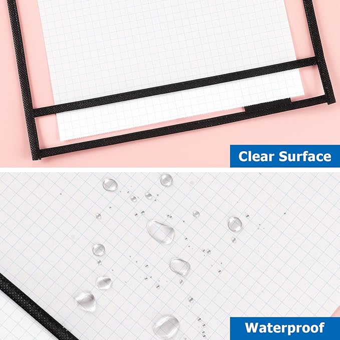 Tamaki 8 Pack Dry Erase Pockets Sleeves with Rings, 10 x 14 Inch Ticket Holders Clear Plastic Sleeves Sheet Protectors for Teacher Classroom Sleeves, Black