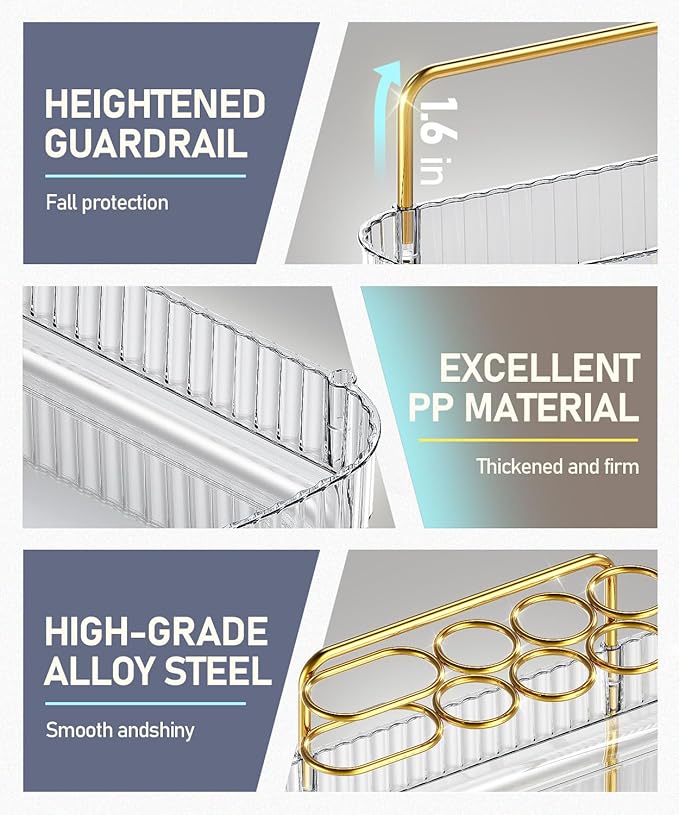 3-Tier Corner Bathroom Counter Organizer Makeup Cosmetic Storage, Tool-Free Installation Acrylic Vanity Shelf, Countertop Storage Organizers Perfume Tray for Bathroom, Dresser, Kitchen (Clear)