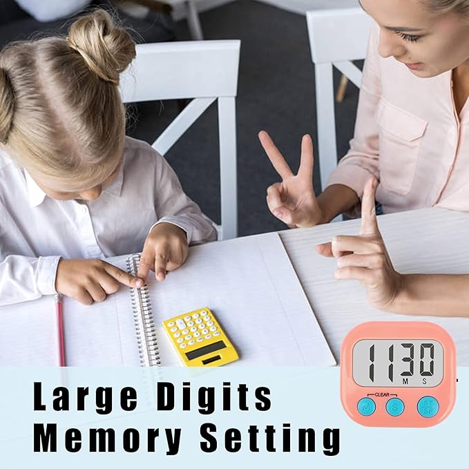 2Pack Classroom Timers for Teachers Kids Digital Timer Pink White