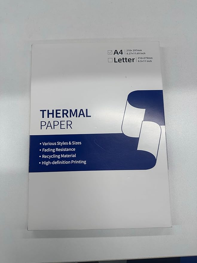 Thermal Paper, Thermal Printer Paper 8.27 x 11.69 Size, Thermal paper for portable printer Compatible with Hprt、Phomemo、Itari M08F MT800 Brother Pocket PJ763MFi Letter folded Paper 100 sheets