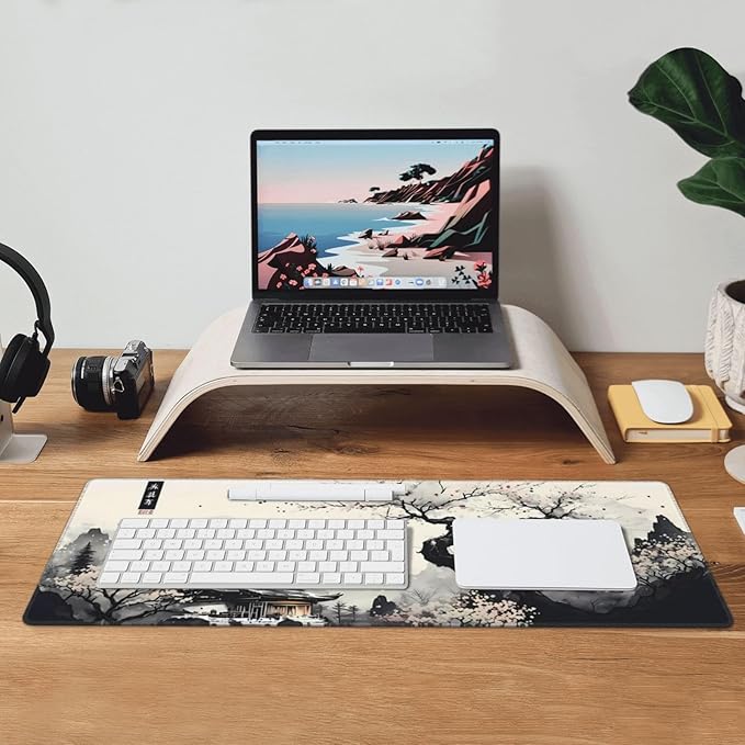 Japanese Mouse Pad, Large Japanese Desk Mat, XL Anime Gaming Keyboard Mat, Non-Slip Rubber Base, Big Extended Desk Protector for Home Office, 31.5âx11.8â