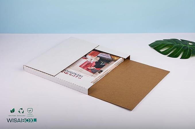 White Vinyl Record Mailers 12.8x12.8x1 Inch LP Mailing Corrugated Cardboard Boxes, Easy-Fold, Multi-Depth Album Shipping Boxes with Fragile Stickers, 20 Pack